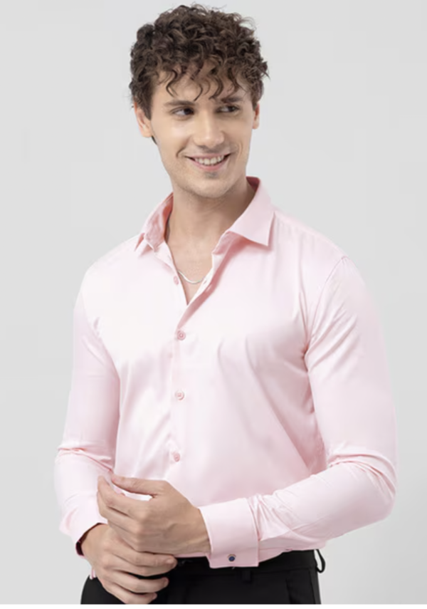 Men Slim Fit Shirt with Curved Hem - Image 3
